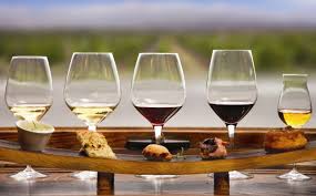 wine magic showing five wine goblets with red and white wine in them