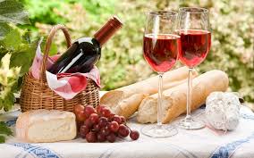 wines and food that may be used at a wine tasting event with fine wines.